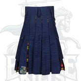 Modern Navy Blue with Buchanan Tartan Hybrid Kilt – Premium Scottish-Inspired Hybrid Wear